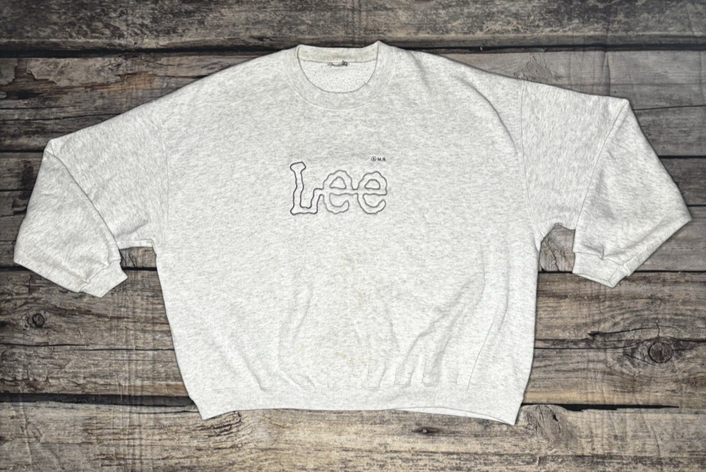 Vintage Lee Sweatshirt Mens 3XL Heavyweight USA Crewneck 90s Gray Embroidered